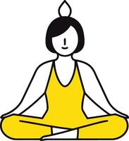 yoga kvinna i lotus placera. isolerat platt ikon illustration design vektor