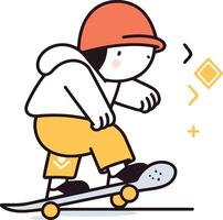 Skateboardfahrer im Helm und Sportbekleidung. vektor