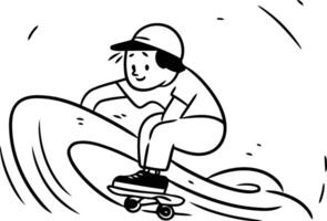 Skateboardfahrer Reiten auf das Wellen im eben Stil. vektor