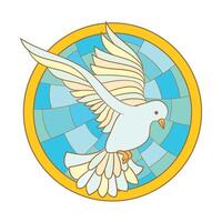 helig ande symbol duva med gloria och ljusstrålar symboler för den helige andens gåvor. vektor