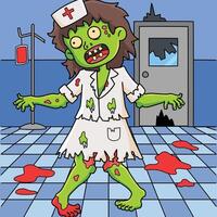 Zombie Krankenschwester farbig Karikatur Illustration vektor