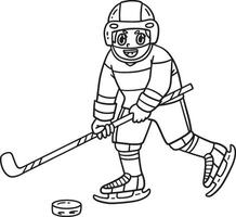 is hockey spelare slå hockey puck isolerat vektor
