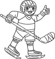 Eis Eishockey Spieler erziehen Daumen oben isoliert vektor