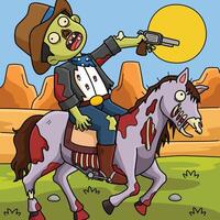 Zombie Cowboy farbig Karikatur Illustration vektor