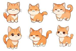 süß Orange Katze, Chibi Stil, verschiedene Stile vektor