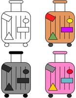 Symbol von ein einfach Stil auf Rädern Koffer. vektor