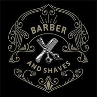 Friseur und Rasur klassisches dekoratives Vintage-Logo und Illustration vektor