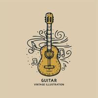 klassisk gitarr musikinstrument vintage vektorillustration vektor