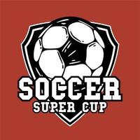 Logo-Design Fußball-Superpokal mit Fußball-Vintage-Illustration vektor