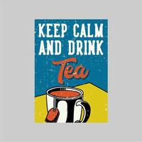 Vintage Poster Design Tea Time und der perfekte Tee für jede Stimmung Retro Illustration vektor