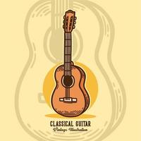 klassische Gitarre mit Vintage-Slogan-Typografie für T-Shirt-Design vektor