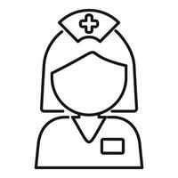 vereinfacht Linie Symbol von ein weiblich Krankenschwester mit ein Deckel, Anzeige medizinisch Hilfe und Gesundheitswesen vektor