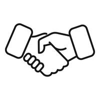 enkel svart och vit linje teckning skildrar en handslag, symboliserar partnerskap eller avtal vektor