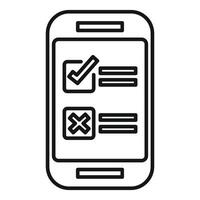 simpel Illustration von ein Handy, Mobiltelefon Gerät mit ein Umfrage Checkliste vektor