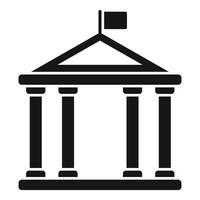 vereinfacht schwarz Symbol von ein Regierung Gebäude mit Säulen und ein Flagge oben auf vektor