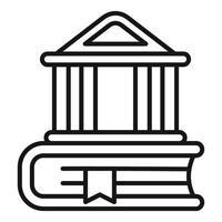 Symbol von Gerichtsgebäude auf Buch legal Bildung Konzept vektor