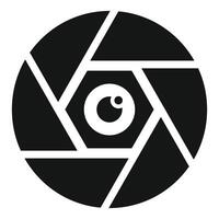 schwarz und Weiß Illustration von ein stilisiert Kamera Öffnung Symbol vektor