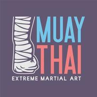 Bildbeschreibung T-Shirt Design Muay Thai Extrem Kampfkunst Kämpfer Vintage Illustration vektor