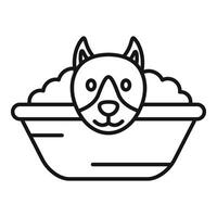 tecknad serie hund i bad badkar linje konst vektor