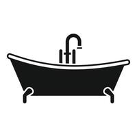 klassisk svart silhuett av en fristående klo fot badkar med kran, idealisk för badrum dekor teman vektor