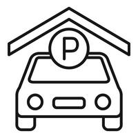 Parkplatz Symbol mit Auto und Garage Illustration vektor