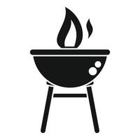 schwarz Silhouette von ein Holzkohle Grill mit Flammen vektor