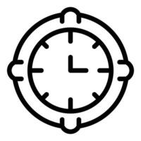 schwarz und Weiß Illustration von ein minimalistisch Uhr innerhalb ein kreisförmig Rahmen vektor