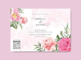 schöne floral aquarell hochzeitseinladungsschablone vektor