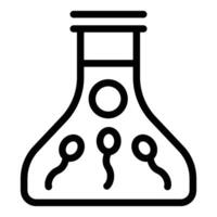 laboratorium flaska ikon med sperma celler vektor
