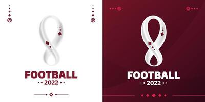 2022 Fußballwettbewerb Vektordesign. nicht offizielles Logo auf weißem und rotem Burgunder-Hintergrundmuster für Banner, Poster, Social-Media-Kit, Vorlagen, Anzeigetafel. vektor