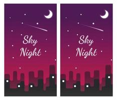 röd himmel i natten, bakgrundsdesign för smartphone, natthimlens bakgrund, urban natthimmel vektor