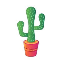 Kaktus Topfpflanze grüne Wüste Natur Symbol. Illustration für Druck, Hintergründe, Cover, Verpackungen, Grußkarten, Poster, Aufkleber, Textilien, saisonales Design. isoliert auf weißem Hintergrund. vektor