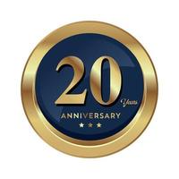 20-årsjubileum firar text företag affärsbakgrund med siffror. vektor firande årsdagen händelse mall mörkt guld röd färg sköld