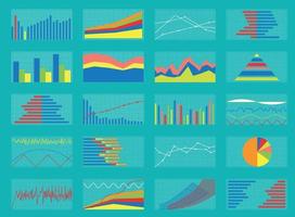 Reihe von Grafiken und Diagrammen. Daten und Statistiken, informative Infografiken. Vektor-Illustration. vektor