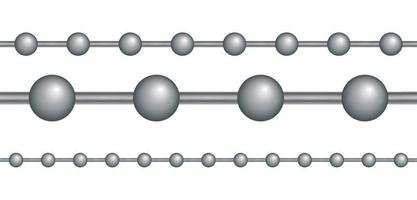 naturalistisk 3d-uppsättning av kedja av silver och stålfärg. vektor illustration