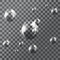 genomskinliga bubblor på grå bakgrund. vektor illustration.