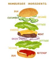 Hamburger ingredienser set