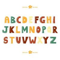 roliga doodle alfabetet. färgglad kreativ design abc handritade bokstäver vektor