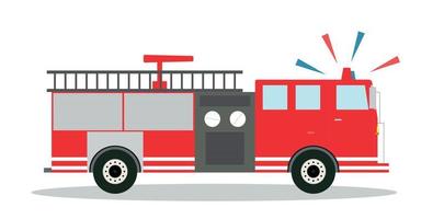farbiges Feuerwehrauto mit flachem Design der Sirene. Vektor-Illustration. vektor