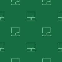 Linie Computermonitor Symbol isoliert nahtlose Muster auf grünem Hintergrund vektor