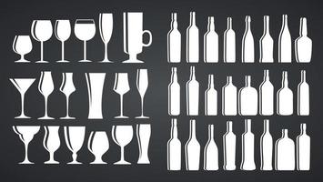 vektor illustration av siluett alkohol glas och flaska