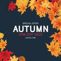 abstrakte Vektor-Illustration Herbst Verkauf Hintergrund mit fallenden Herbstlaub vektor