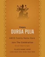 Vektor glücklich Durga pooja indisch Festival Karte, Durga Puja Banner, Puja Einladung Karte, Einladung Karte, Durga Puja Beitrag, Durga Puja Plakat, Göttin, Netz Banner, Poster, Sozial Medien Post,