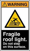 ansi z535 Sicherheit Zeichen Markierung Etikette Symbol Piktogramm Standards Warnung fragil Dach Licht tun nicht Schritt auf diese Oberfläche mit Text Porträt schwarz vektor