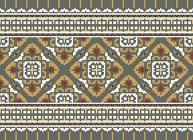 Kreuz Stich. Pixel. geometrisch ethnisch orientalisch nahtlos Muster traditionell Hintergrund. Azteken-Stil abstrakt Vektor Illustration. Design zum Textil, Vorhang, Teppich, Hintergrund, Kleidung, Verpackung