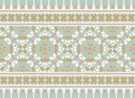 Blumen- Kreuz Stich stickerei.geometrisch ethnisch orientalisch nahtlos Muster traditionell Hintergrund.aztec Stil abstrakt Vektor illustration.design zum Textur, Stoff, Kleidung, Verpackung, Dekoration, Druck.