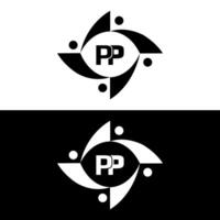 sid uppsättning , s logotyp. p p design. vit sid brev. pp, p p brev logotyp design. första brev sid brev logotyp uppsättning, länkad cirkel versal monogram logotyp. p p brev logotyp vektor design. proffs vektor