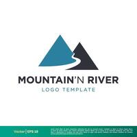 berg, kulle och flod ikon vektor logotyp mall illustration design. vektor eps 10.