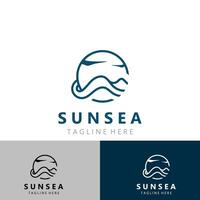 Sonne Meer Logo Design kreativ Prämie Sonne Strand Vektor Vorlage