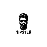 Hipster Gesicht mit Bart und Brille vektor